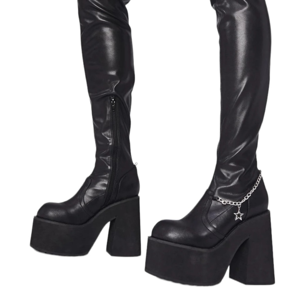 Dolls Kill X Bratz Miss Socialite Thigh Hight Boots B… Gem